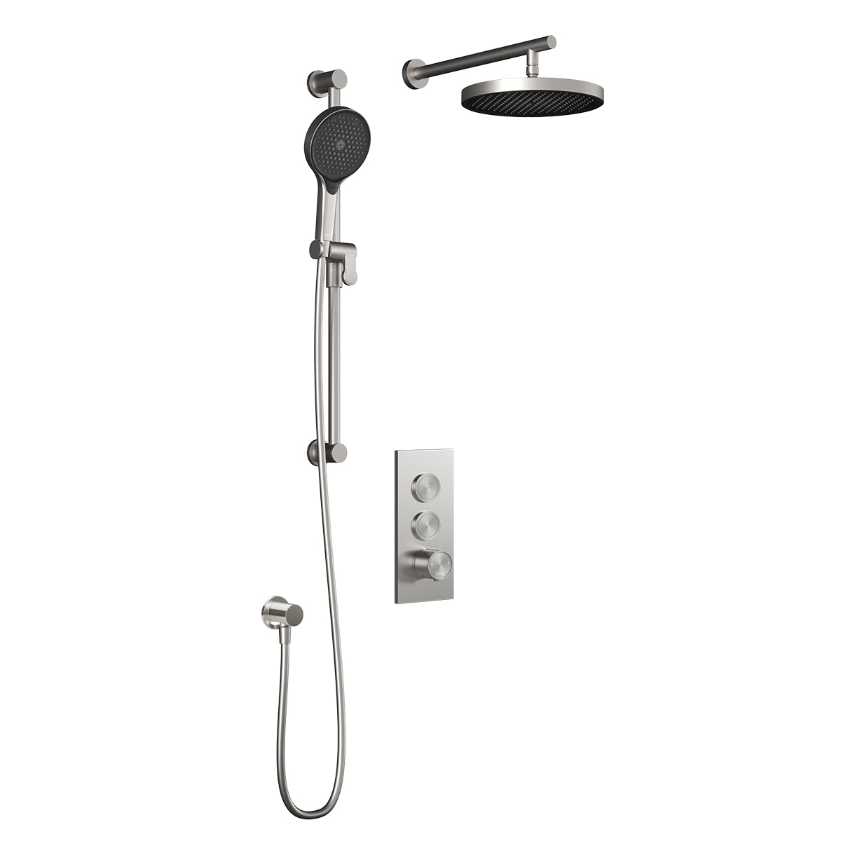 Kalia MOROKA TB2 PLUS (Valve Not Included) : AQUATONIK T/P Push-Button Shower System with Wallarm Pure Nickel BF2096-125-100
