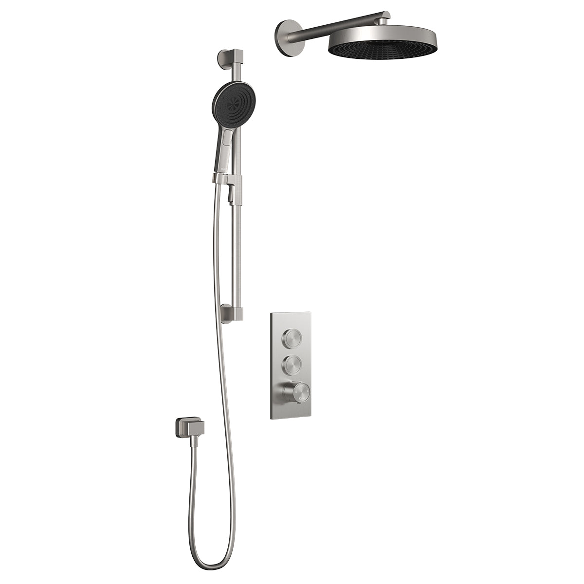 Kalia MOROKA TB2 PREMIA (Valve Not Included) : AQUATONIK T/P Push-Button Shower System with Wallarm Pure Nickel BF2096-125-200
