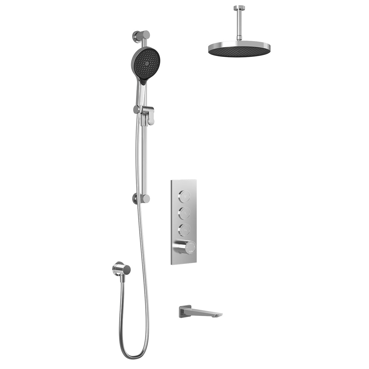 Kalia MOROKA TB3 PLUS (Valve Not Included) : AQUATONIK T/P Push-Button Shower System with Vertical Ceiling Arm Chrome BF2098-110-101