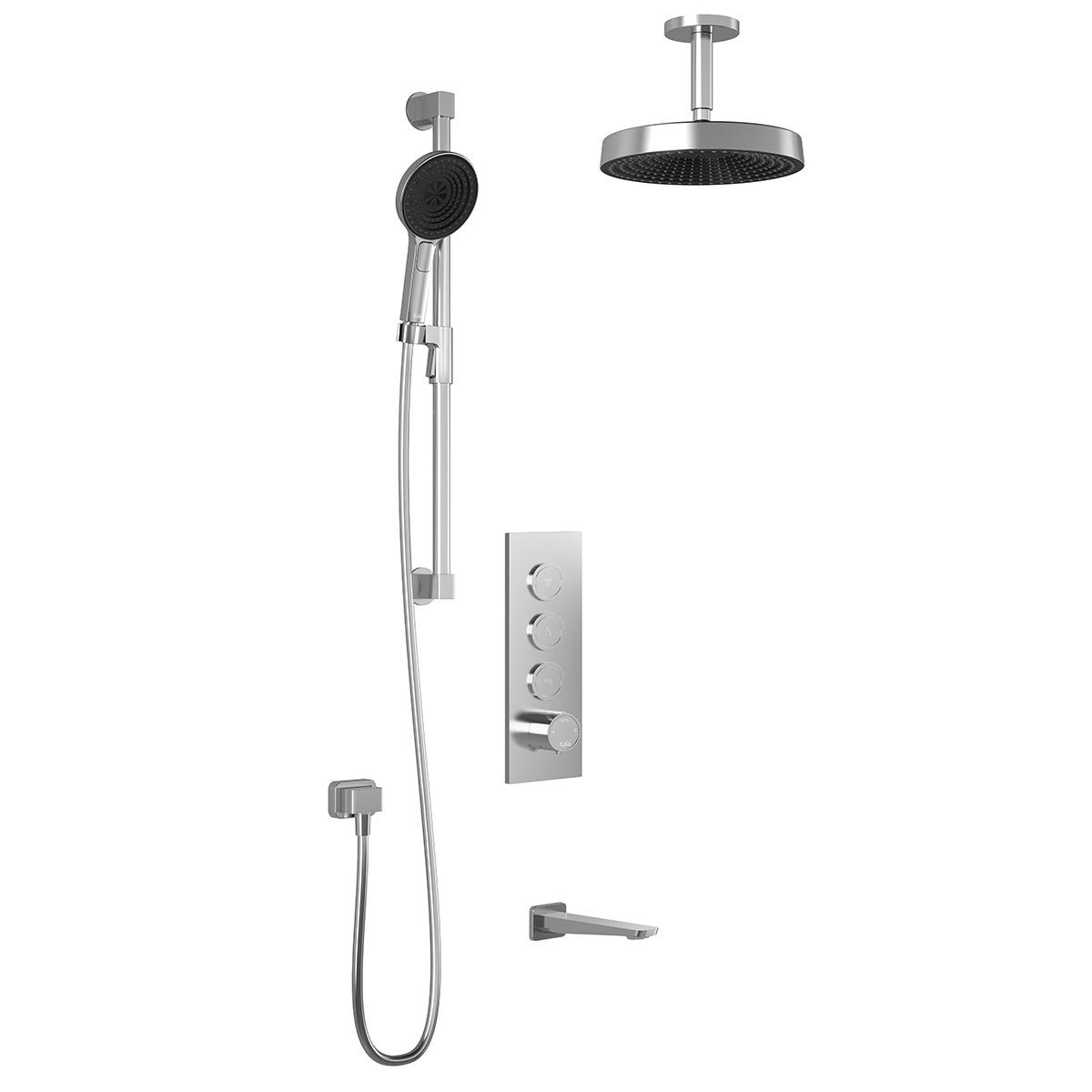 Kalia MOROKA TB3 PREMIA (Valve Not Included) : AQUATONIK T/P Push-Button Shower System with Vertical Ceiling Arm Chrome BF2098-110-201
