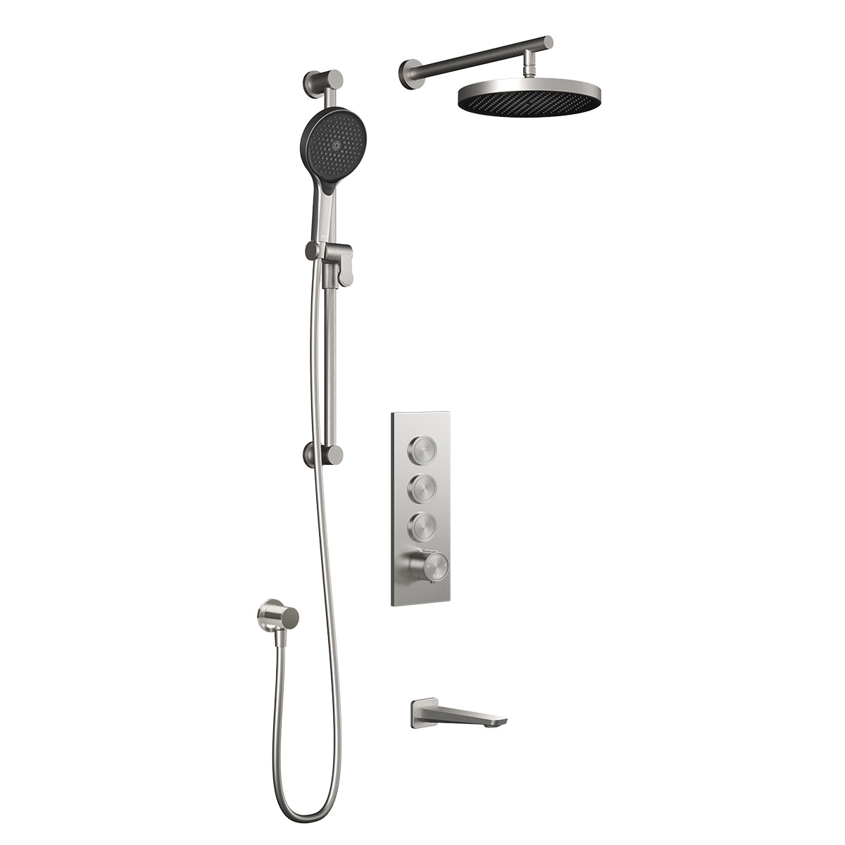 Kalia MOROKA TB3 PLUS (Valve Not Included) : AQUATONIK T/P Push-Button Shower System with Wallarm Pure Nickel BF2098-125-100