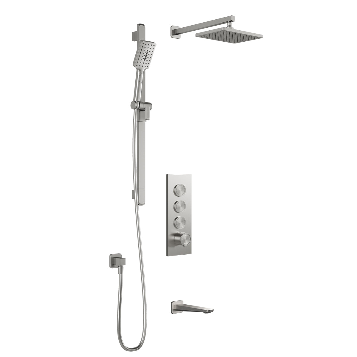 Kalia MOROKA TB3 (Valve Not Included) : AQUATONIK T/P Push-Button Shower System with Wallarm Pure Nickel BF2098-125