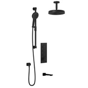 Kalia MOROKA TB3 PREMIA (Valve Not Included) : AQUATONIK T/P Push-Button Shower System with Vertical Ceiling Arm Matte Black BF2098-160-201