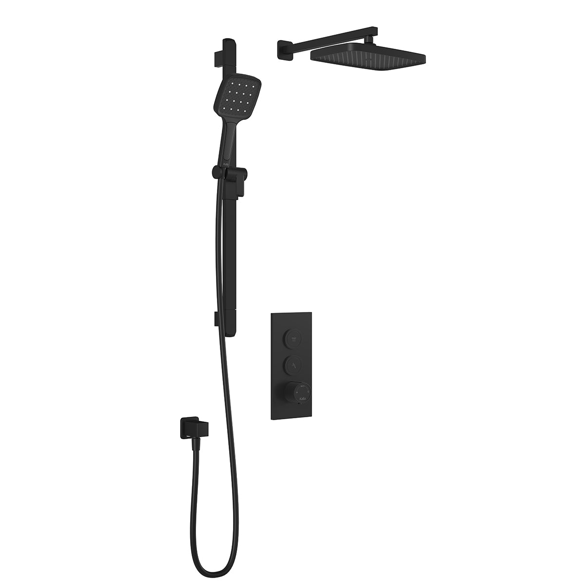 Kalia KAREO TB2 PLUS (Valve Not Included) : AQUATONIK T/P Push-Button Shower System with Wallarm Matte Black BF2100-160-100