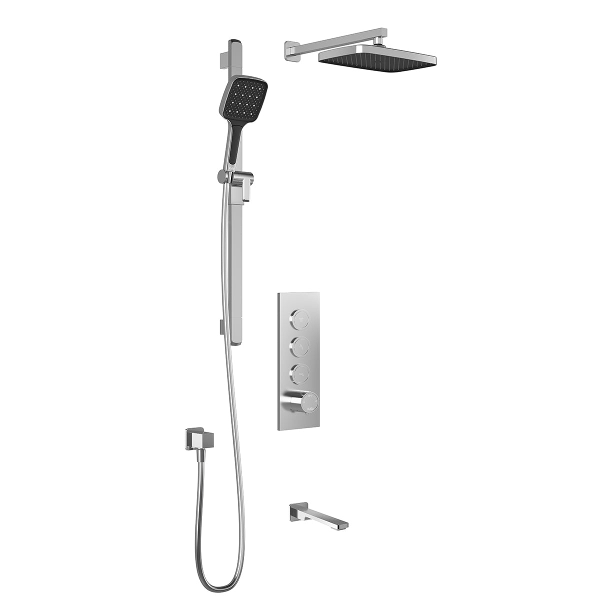 Kalia KAREO TB3 PLUS (Valve Not Included) : AQUATONIK T/P Push-Button Shower System with Wallarm Chrome BF2102-110-100