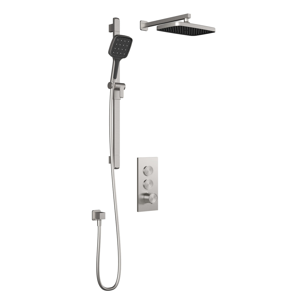 Kalia KAREO TB3 PLUS (Valve Not Included) : AQUATONIK T/P Push-Button Shower System with Wallarm Pure Nickel BF2102-125-100