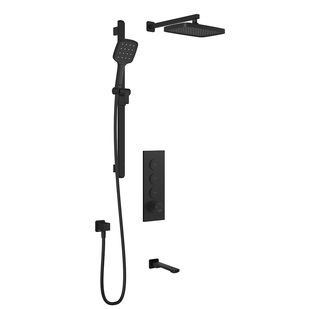 Kalia KAREO TB3 PLUS (Valve Not Included) : AQUATONIK T/P Push-Button Shower System with Wallarm Matte Black BF2102-160-100