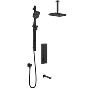 Kalia KAREO TB3 PLUS (Valve Not Included) : AQUATONIK T/P Push-Button Shower System with Vertical Ceiling Arm Matte Black BF2102-160-101