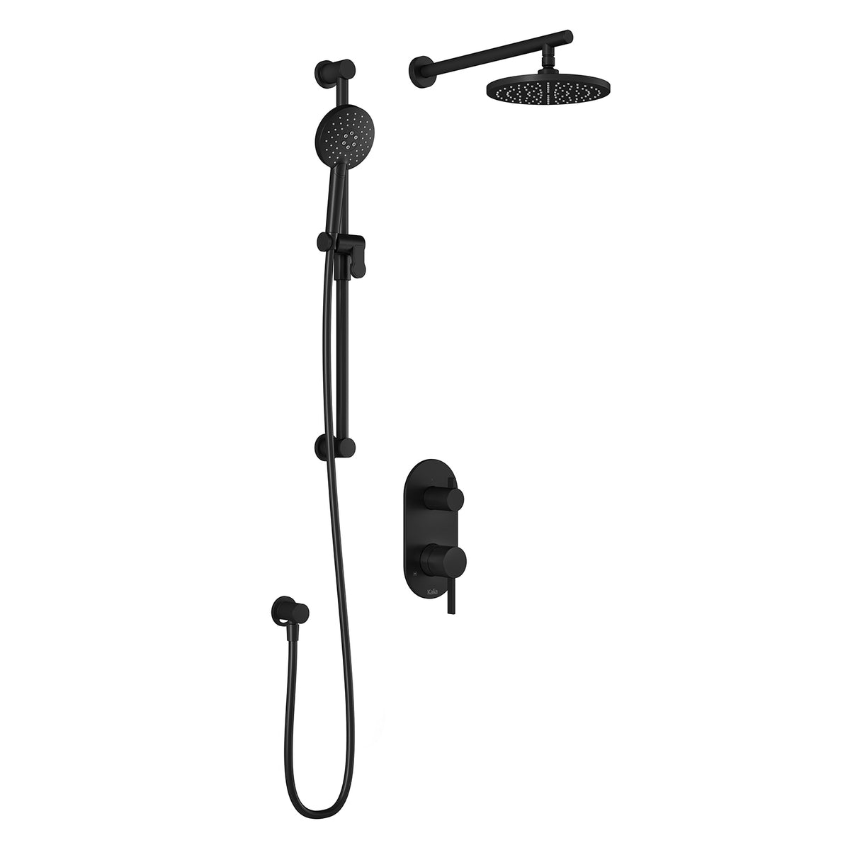 Kalia RoundOne PB4 (Valve Not Included) : Pressure Balance Shower System with 2-Way Diverter Valve and ½ NPT Connection Type with Wallarm Matte Black BF2176-160