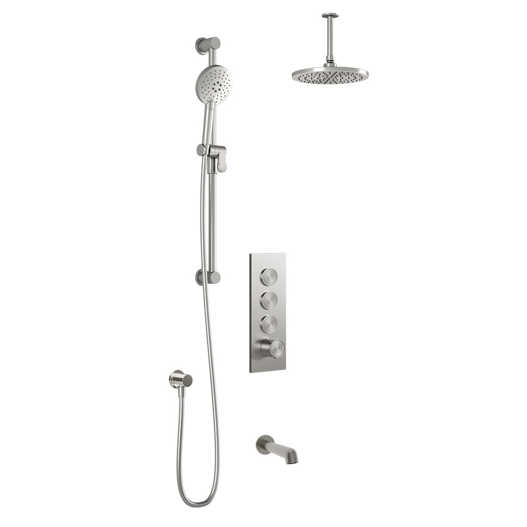 Kalia ELVA TB3 : AQUATONIK T/P Push-Button Shower System with Vertical Ceiling Arm Pure Nickel PVD BF2279-125-001