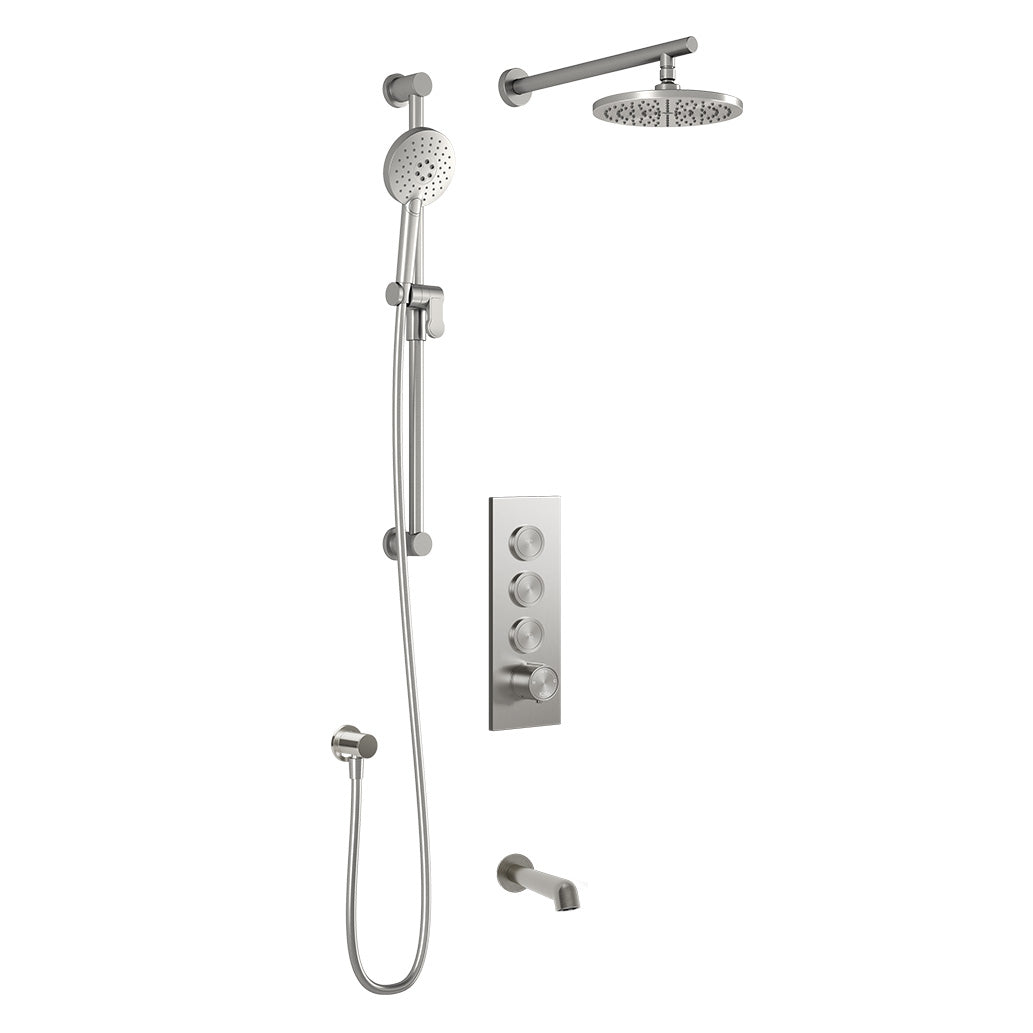 Kalia ELVA TB3 (Valve Not Included) : AQUATONIK T/P Push-Button Shower System with Wallarm Pure Nickel PVD BF2280-125