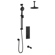 Kalia ELVA TB3 (Valve Not Included) : AQUATONIK T/P Push-Button Shower System with Vertical Ceiling Arm Matte Black BF2280-160-001