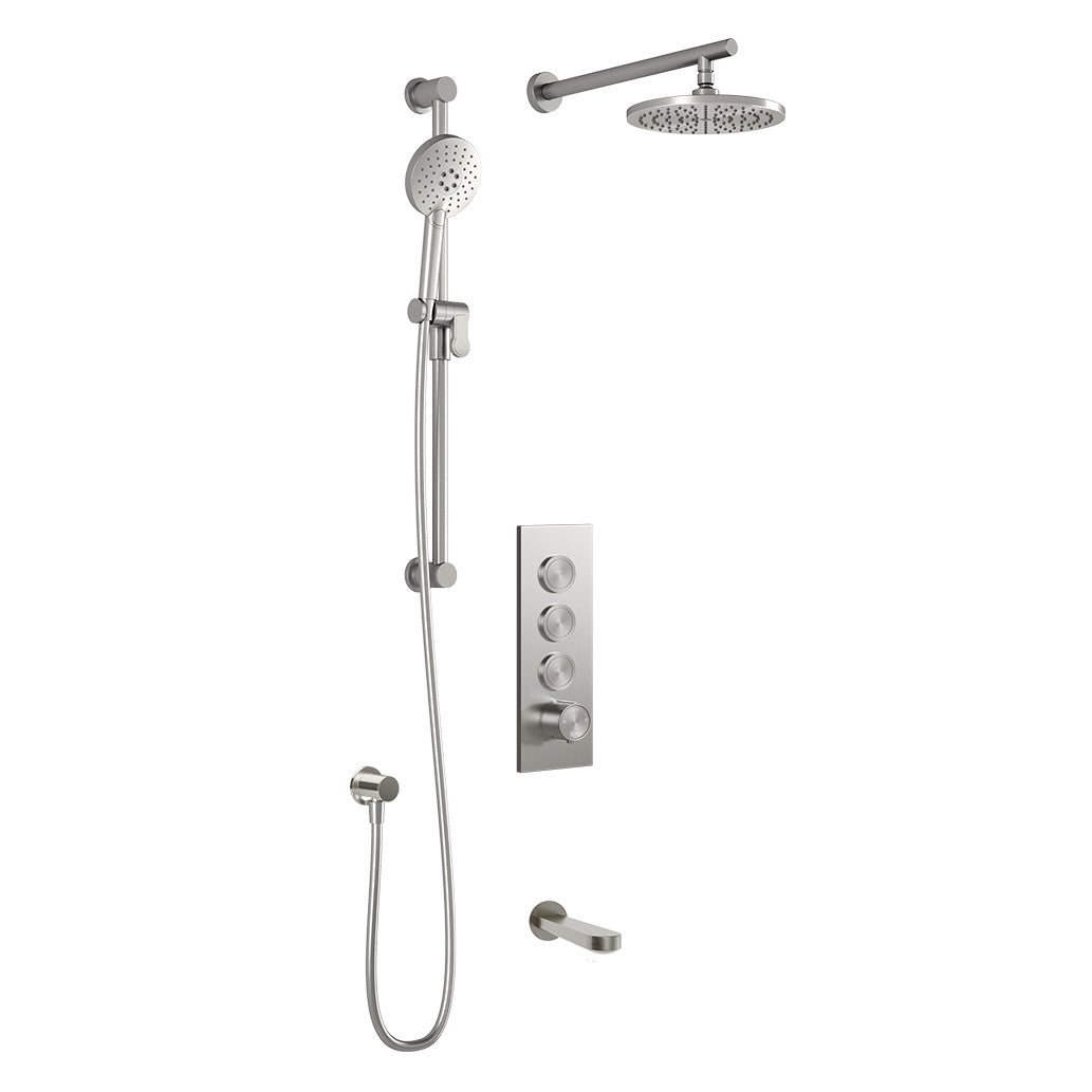 Kalia STEN TB3 (Valve Not Included) : AQUATONIK T/P Push-Button Shower System with Wallarm Pure Nickel PVD BF2282-125