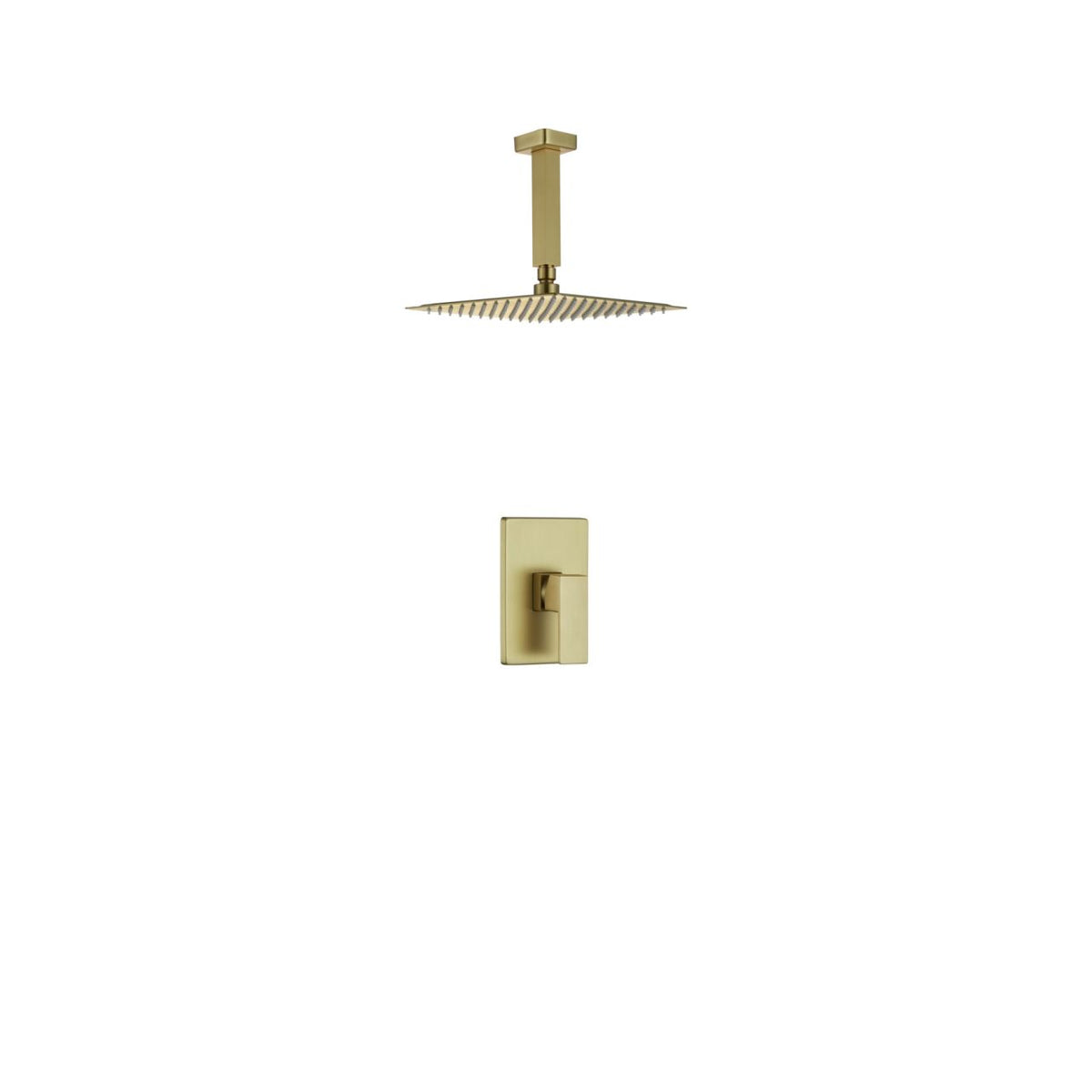 Kube Bath Aqua Piazza Shower Set with 12" Ceiling Mount Square Rain Shower - Brushed Gold (BG-CR3001V)