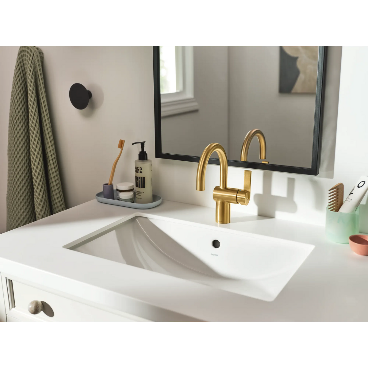 Moen Cia Single-Handle High-Arc Bathroom Faucet 6221 in Brushed Gold (6221BG) - view 4