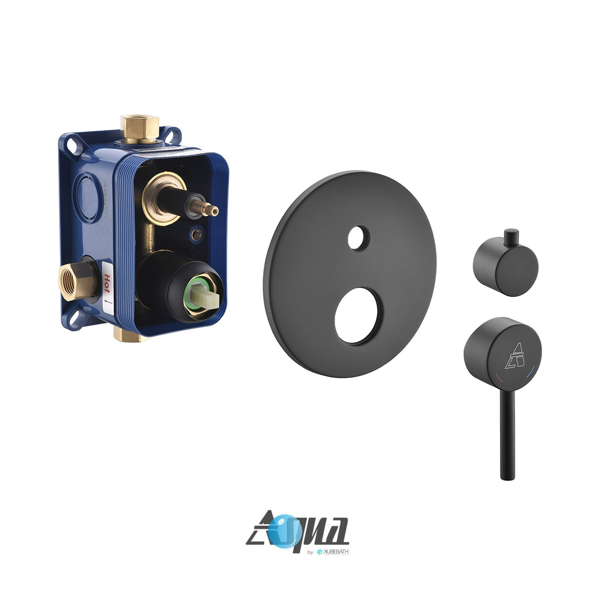 Kube Bath Aqua Rondo Brass Shower Set w/ 8" Ceiling Mount Round Rain Shower, Handheld and Tub Filler - Black (BK-RCR8HHTF3V) view 5