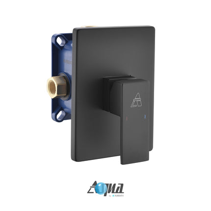 Kube Bath Aqua Piazza Black Shower Set With 8" Ceiling Mount Square Rain Shower Kube Bath