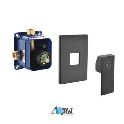 Kube Bath Aqua Piazza Black Shower Set With 8" Ceiling Mount Square Rain Shower Kube Bath