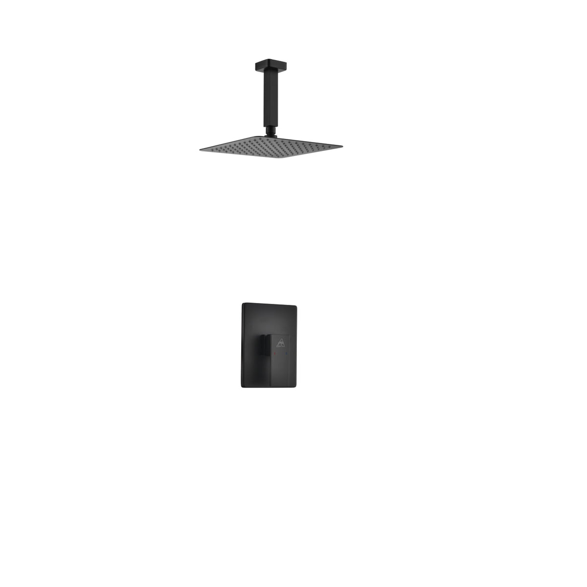 Kube Bath Aqua Piazza Shower Set with 8" Ceiling Mount Square Rain Shower - Black (BK-CR2001V)