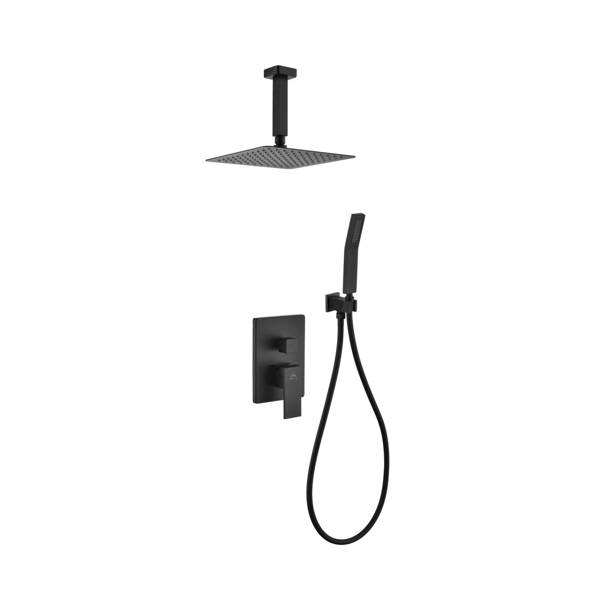 Kube Bath Aqua Piazza Brass Shower Set with 8" Ceiling Mount Square Rain Shower and Handheld - Black (BK-CR200HH2V)