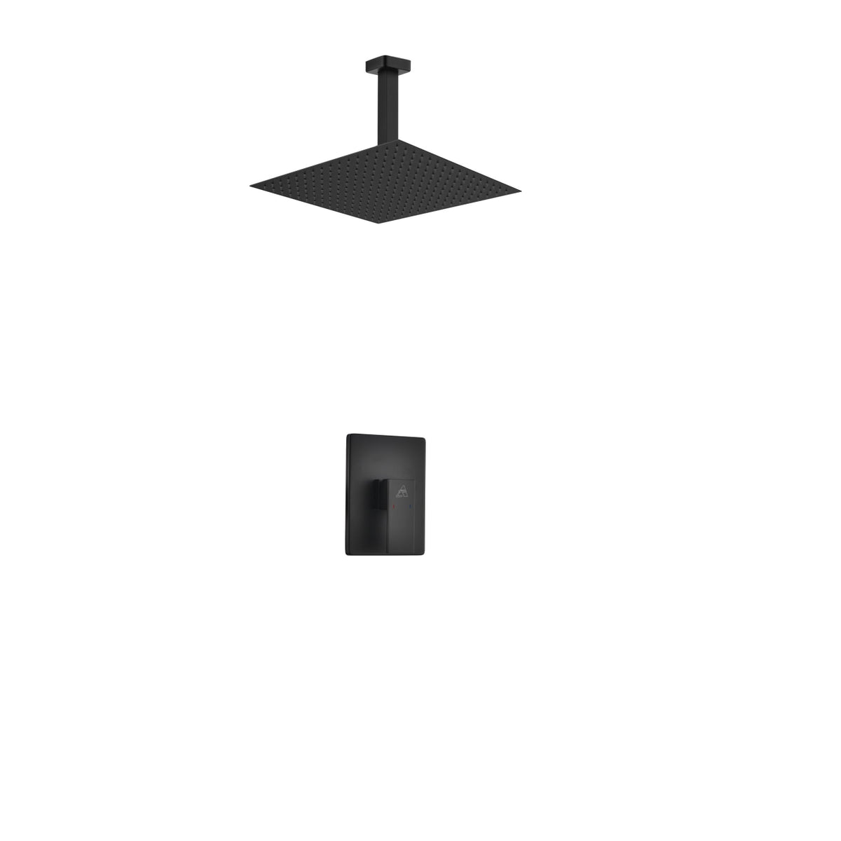 Kube Bath Aqua Piazza Shower Set with 12" Ceiling Mount Square Rain Shower - Black (BK-CR3001V)