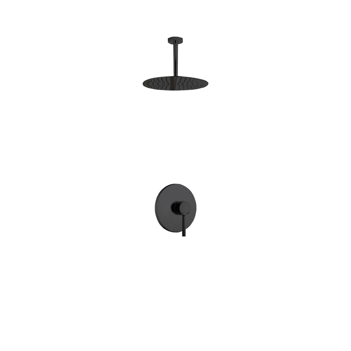 Kube Bath Aqua Rondo Shower Set w/ Ceiling Mount 12" Rain Shower Head - Black (BK-RCR121V)