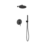 Kube Bath Aqua Rondo Shower Set w/ 12" Rain Shower and Handheld - Black (BK-RWR12HH2V)