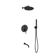 Kube Bath Aqua Rondo Shower Set w/ 12" Rain Shower, Handheld and Tub Filler - Black (BK-RWR12TFHH3V)