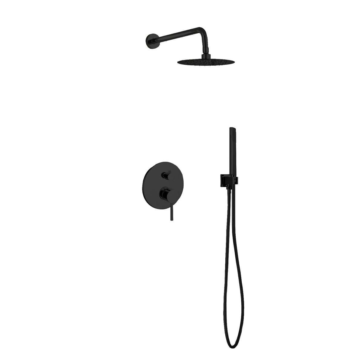 Kube Bath Aqua Rondo Shower Set w/ 8" Rain Shower and Handheld - Black (BK-RWR8HH2V)