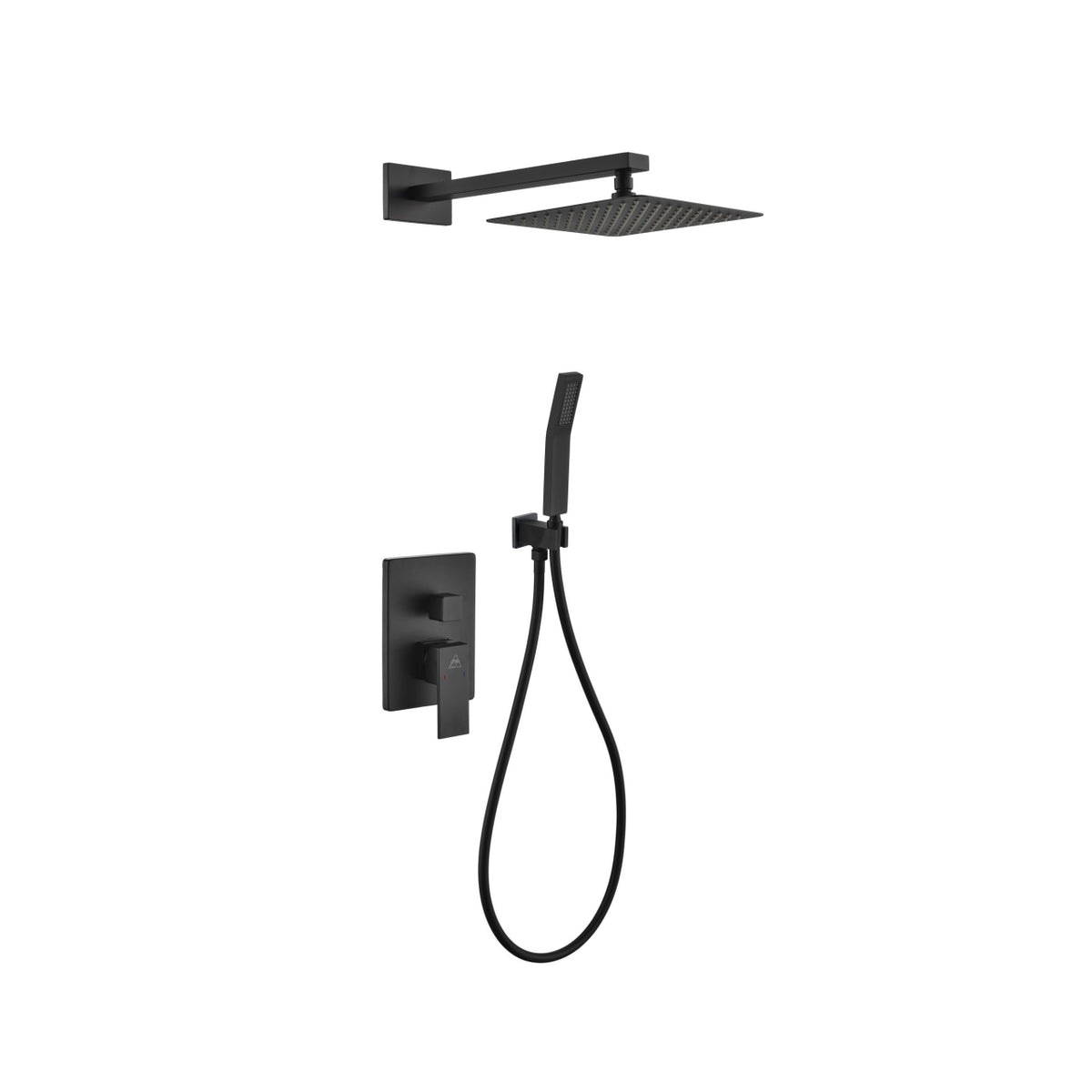 Kube Bath Aqua Piazza Brass Shower Set with 8" Square Rain Shower and Handheld - Black (BK-WR200HH2V)