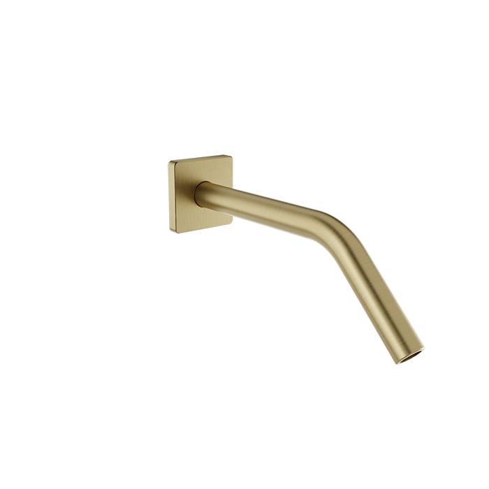 Baril 10" Wall-Mounted Shower Arm, Square Flange BRA-1012-14 in Satin Brass