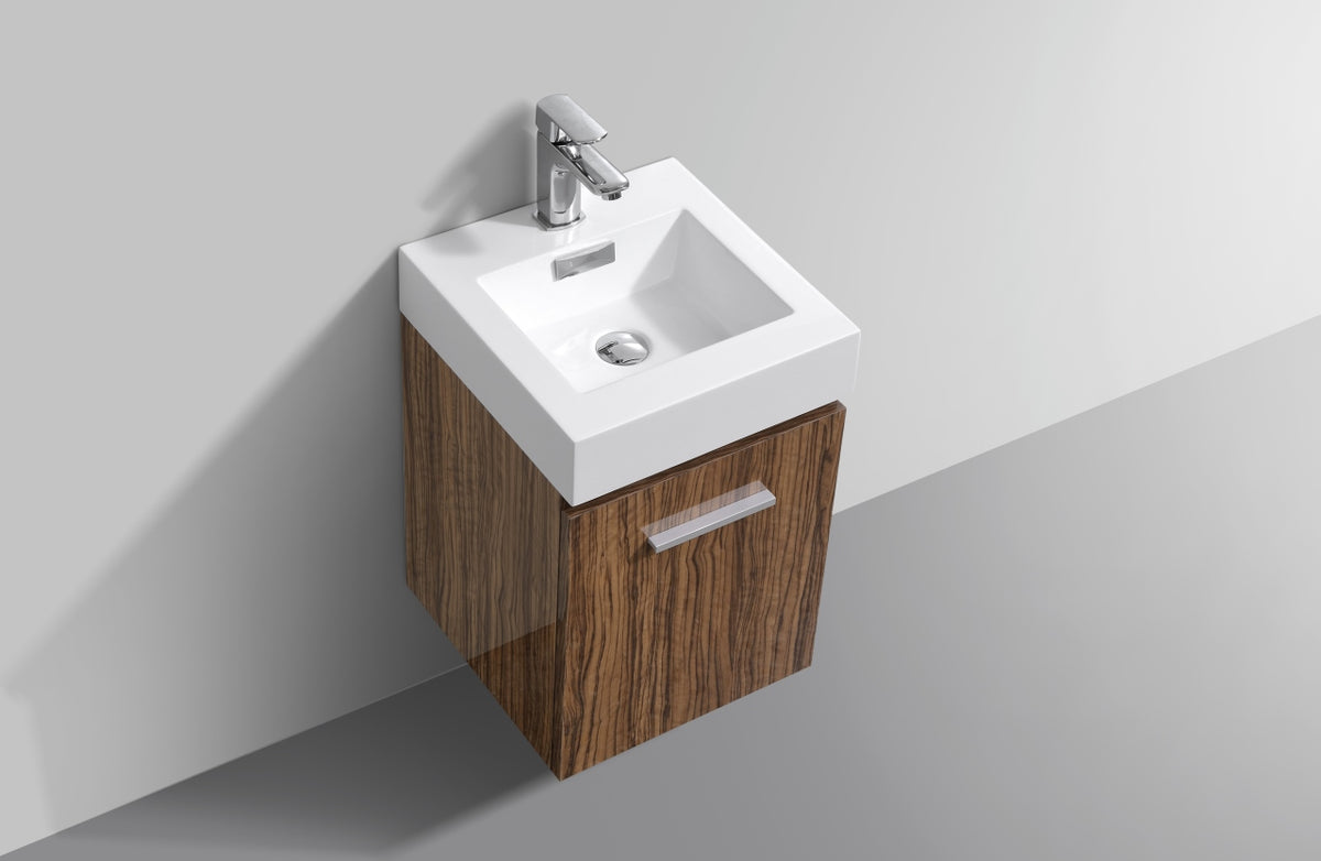 Kube Bath Bliss 16" Wall Mount Modern Bathroom Vanity - Chestnut (BSL16-GCN) view 4