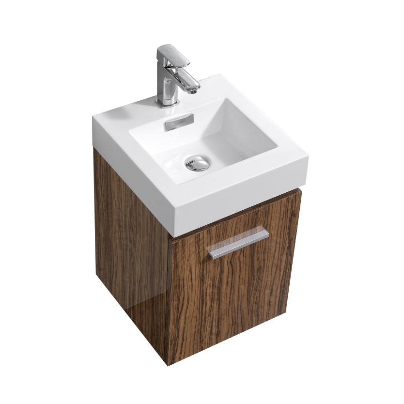Kube Bath Bliss 16" Wall Mount Modern Bathroom Vanity - Chestnut (BSL16-GCN)