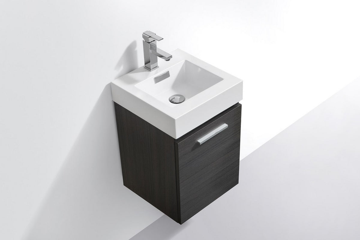 Kube Bath Bliss 16" Wall Mount Modern Bathroom Vanity - Grey Oak (BSL16-GO) view 4