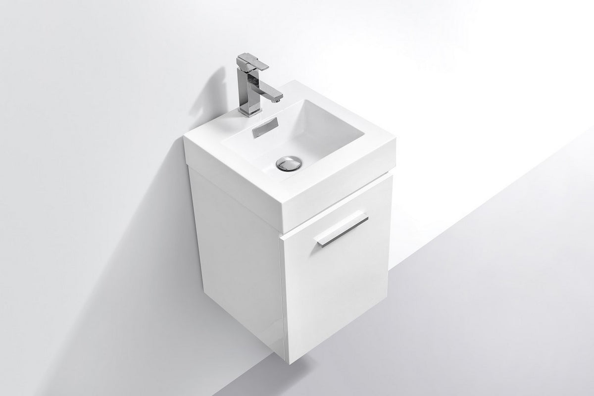 Kube Bath Bliss 16" Wall Mount Modern Bathroom Vanity - Gloss White (BSL16-GW) view 4