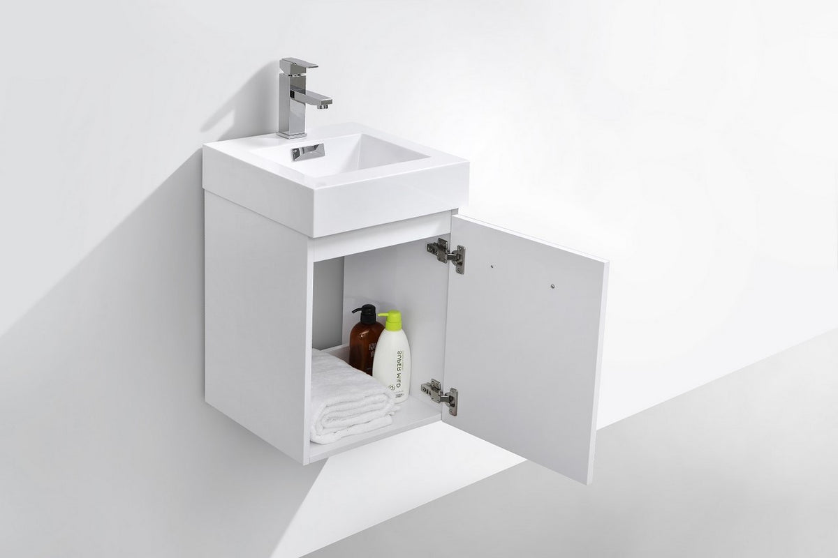 Kube Bath Bliss 16" Wall Mount Modern Bathroom Vanity - Gloss White (BSL16-GW) view 5