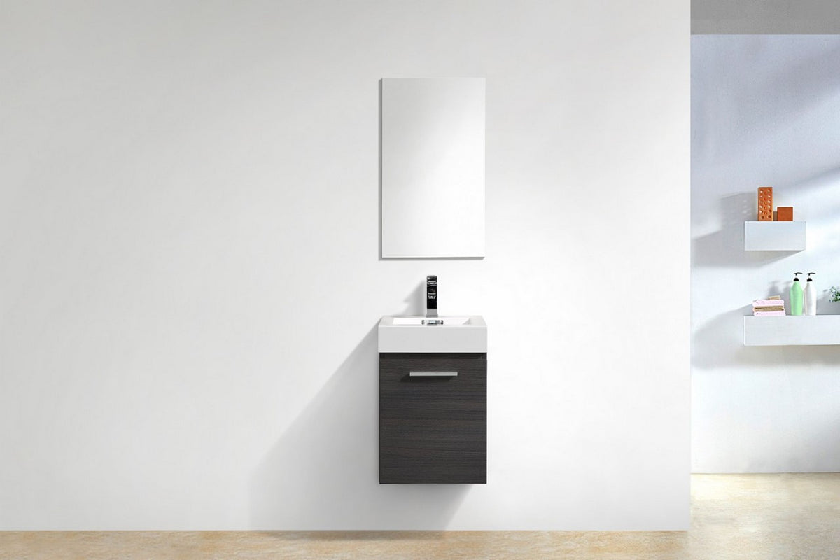 Kube Bath Bliss 16" Wall Mount Modern Bathroom Vanity - High Gloss Grey Oak (BSL16-HGGO) view 3