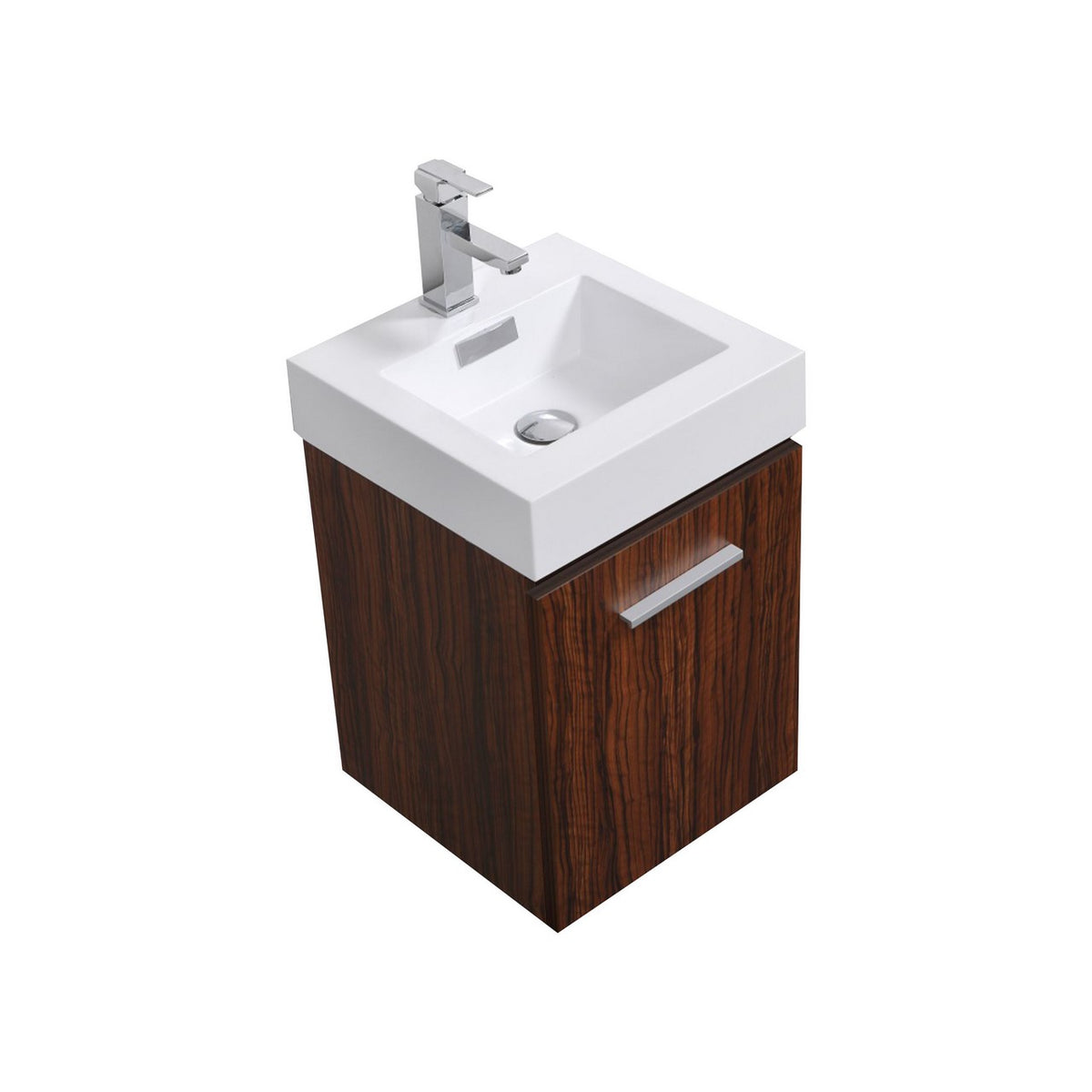 Kube Bath Bliss 16" Wall Mount Modern Bathroom Vanity - Walnut (BSL16-WNT)