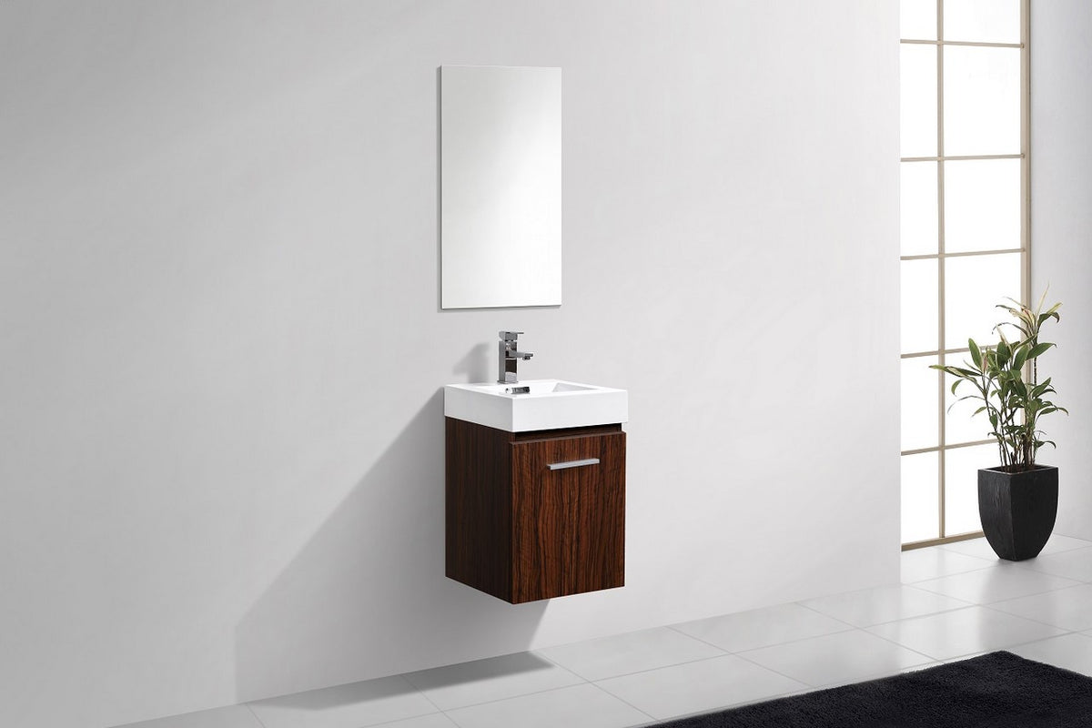 Kube Bath Bliss 16" Wall Mount Modern Bathroom Vanity - Walnut (BSL16-WNT) view 2