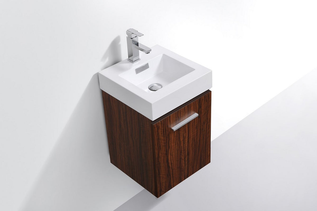 Kube Bath Bliss 16" Wall Mount Modern Bathroom Vanity - Walnut (BSL16-WNT) view 4