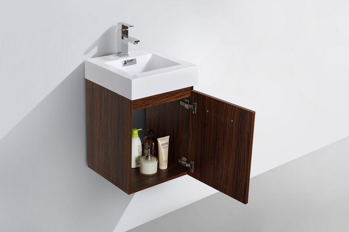 Kube Bath Bliss 16" Wall Mount Modern Bathroom Vanity - Walnut (BSL16-WNT) view 5