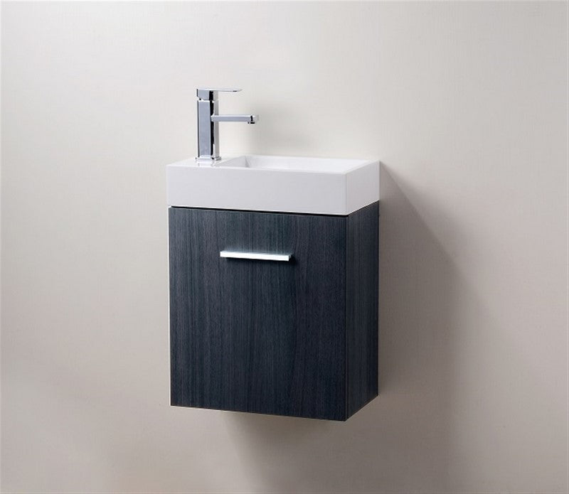 Kube Bath Bliss 18" Wall Mount Modern Bathroom Vanity - Grey Oak (BSL18-GO) view 2