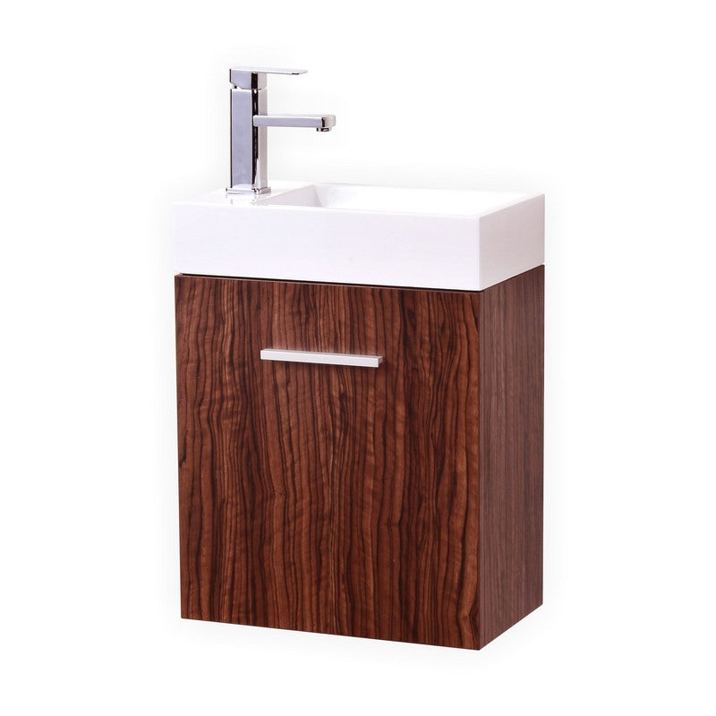 Kube Bath Bliss 18" Wall Mount Modern Bathroom Vanity - Walnut (BSL18-WNT)