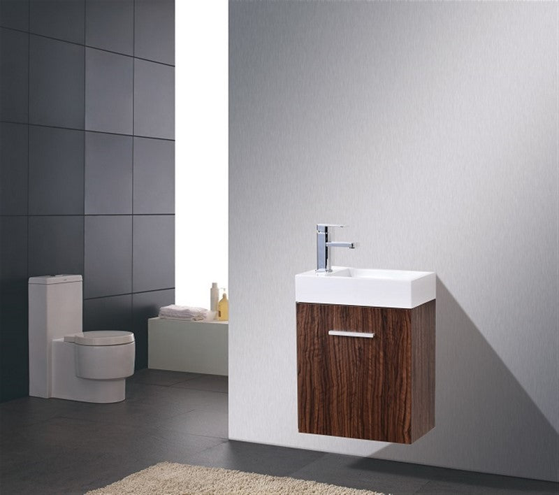Kube Bath Bliss 18" Wall Mount Modern Bathroom Vanity - Walnut (BSL18-WNT) view 2