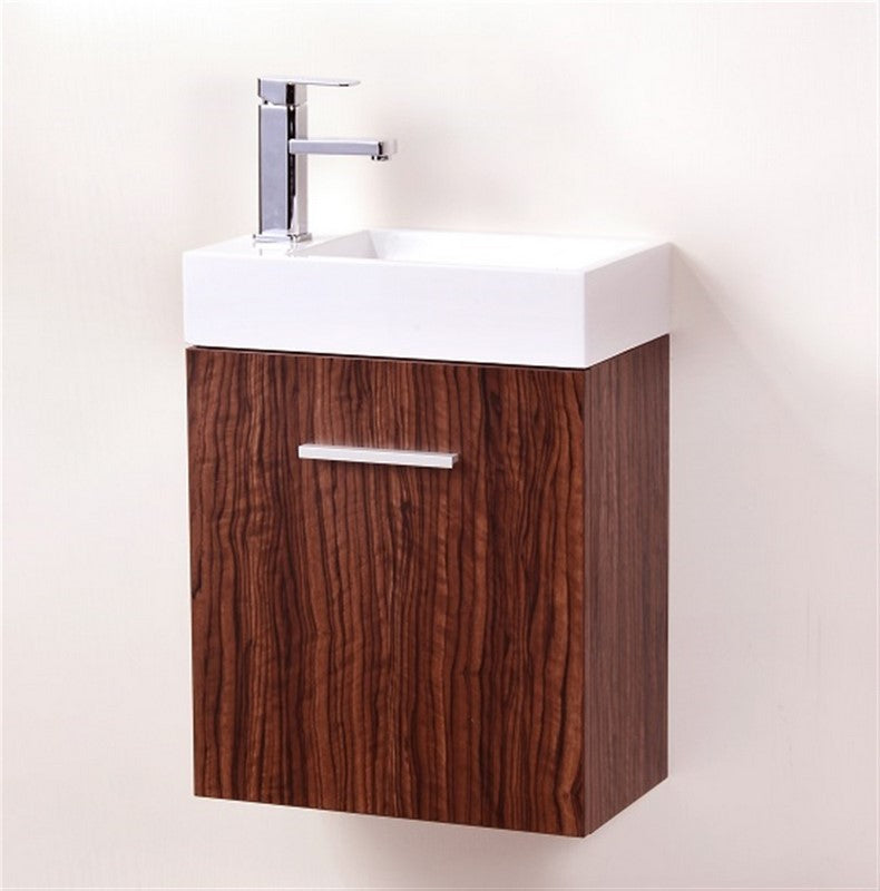 Kube Bath Bliss 18" Wall Mount Modern Bathroom Vanity - Walnut (BSL18-WNT) view 3