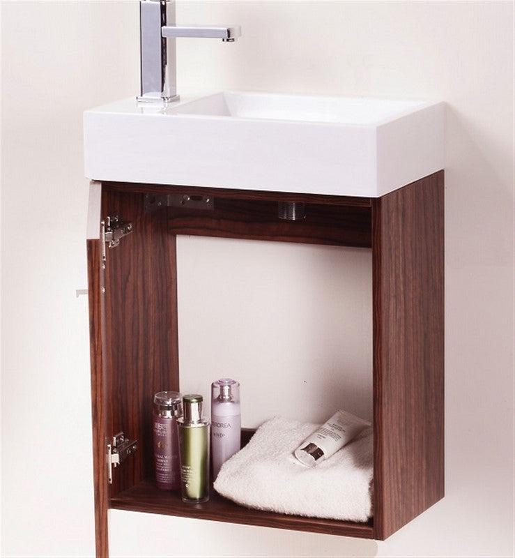 Kube Bath Bliss 18" Wall Mount Modern Bathroom Vanity - Walnut (BSL18-WNT) view 5