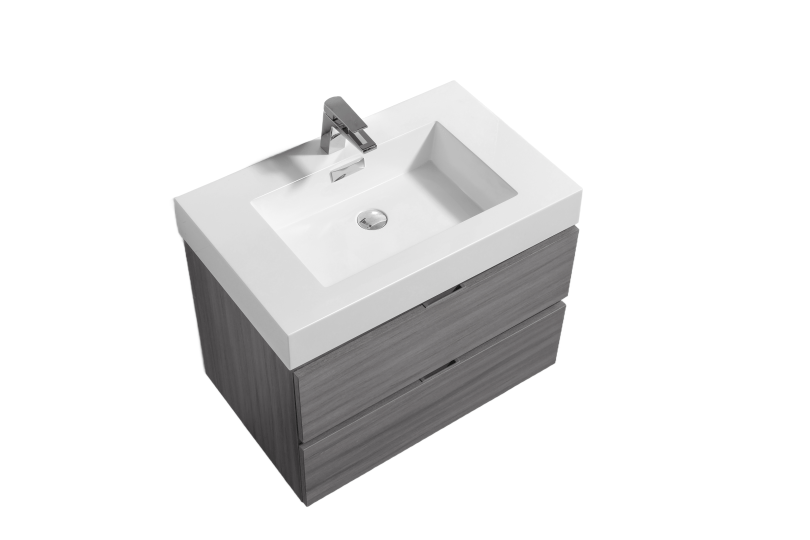 Kube Bath Bliss 30" Wall Mount Modern Bathroom Vanity - Vulcan Ash Grey (BSL30-VAG)