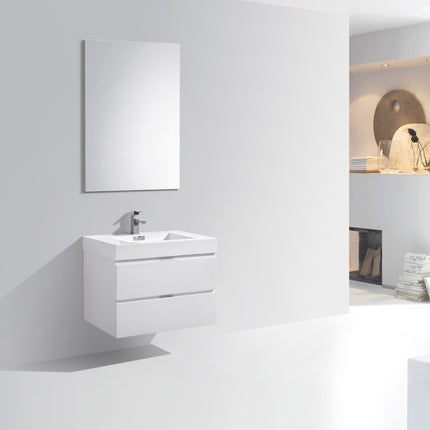 Kube Bath Bliss 30″ High Gloss White Wall Mount Modern Bathroom Vanity Kube Bath