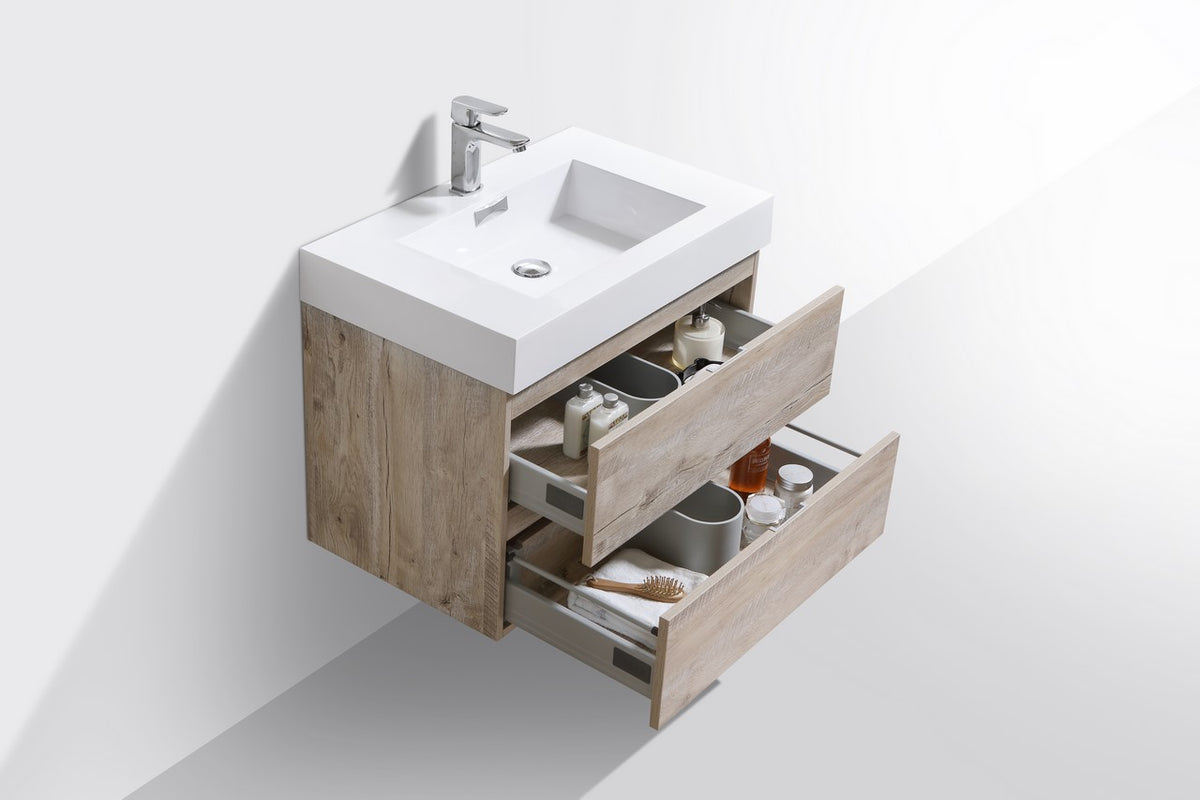Kube Bath Bliss 30" Wall Mount Modern Bathroom Vanity - Nature Wood (BSL30-NW) view 5