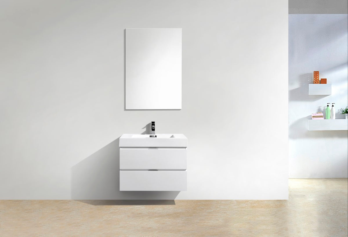 Kube Bath Bliss 30" Wall Mount Modern Bathroom Vanity - Gloss White (BSL30-GW) view 3